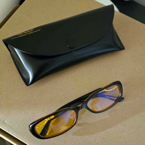 Blue Blocker Night Vision Driving Sunglasses Case +Cloth Moqqe Oval Frames NWOT - Picture 8 of 10